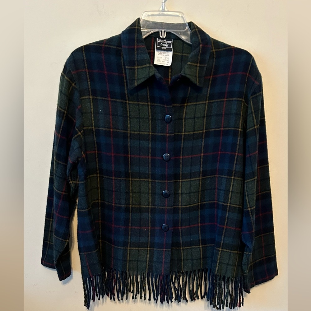 Vintage Jacket‎ Womens Petite Medium Fleece Southern Lady Plaid 90s Western Boho